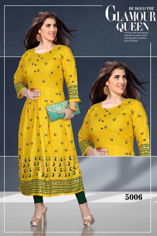 Beauty Queen Goldy 3 Ethnic Wear Rayon Printed Anarkali Kurti Collection